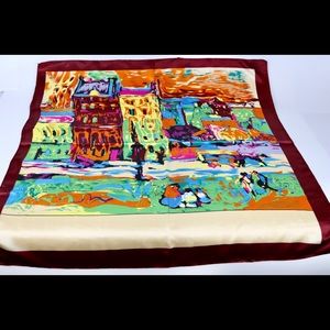 100% Silk Womens Neck Scarf 36”x35” Firenze Italy